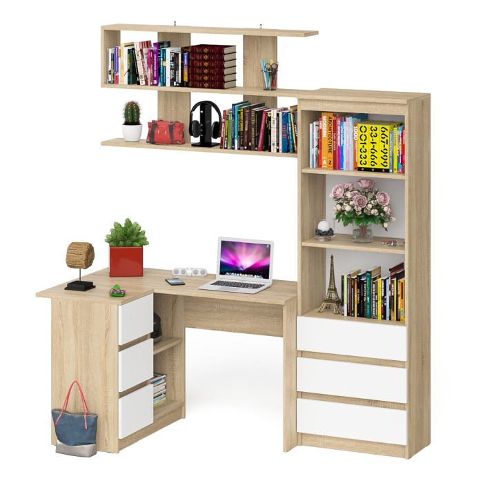 Домашние кабинеты, Уголок школьника Мори с угловым столом и полкой и стеллажом