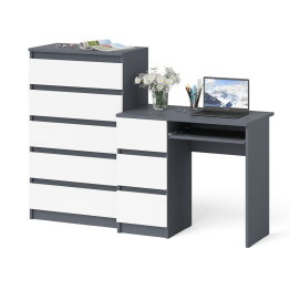 Комод высокий Мори МК700 5-ть ящиков и стол компьютерный Мори МС-6 левый
