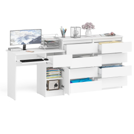 Комод 8-мь ящиков Мори МК1200 и правый компьютерный стол Мори МС-1