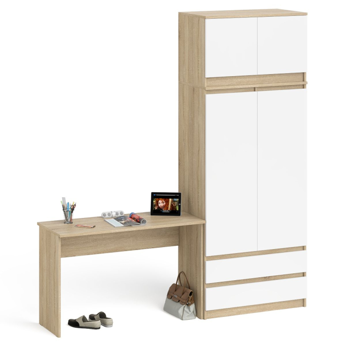 Домашние кабинеты, Стол письменный Мори 1200 и шкаф 900 с антресолью