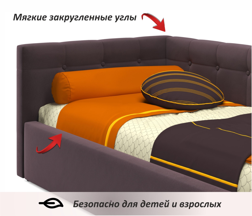 Мягкая кровать, Односпальная кровать-тахта Bonna 900 ортопедическое основание с матрасом PROMO B COCOS