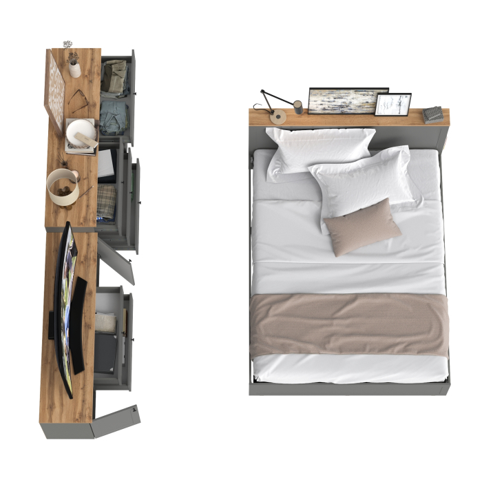 Спальные гарнитуры, Кровать двуспальная с ортопедическим основанием Остин с ТВ-тумбочкой и комодом 16.240