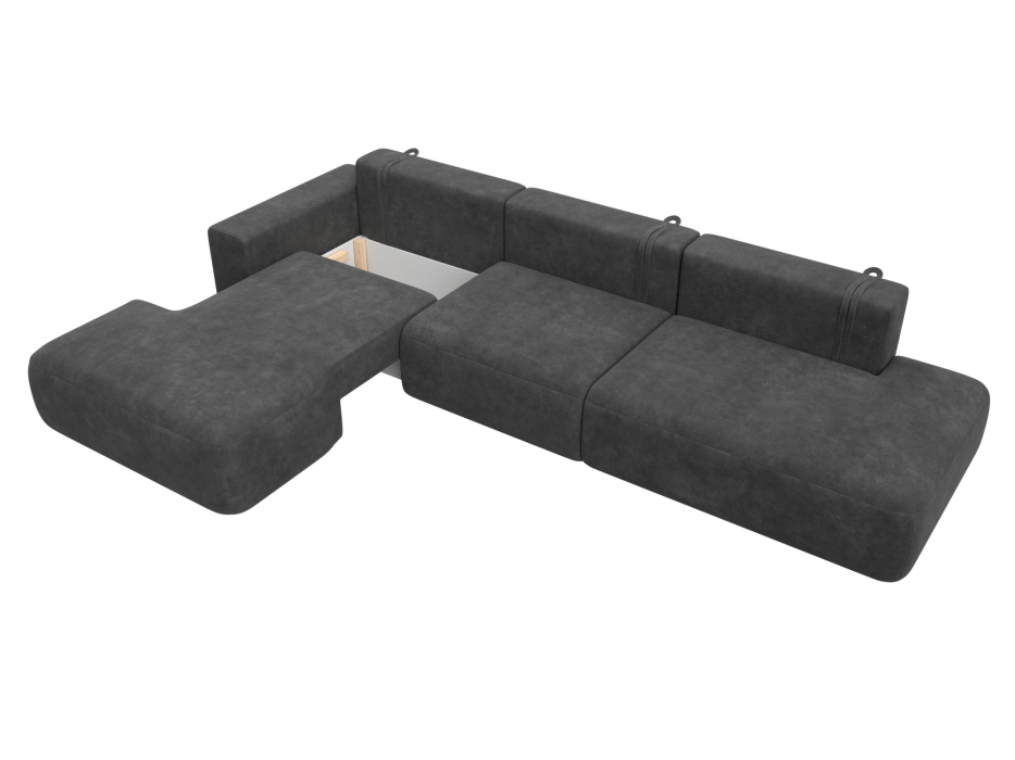 Диваны угловые в гостиную, Диван угловой Лига-036 НПБ Модерн Лонг левый угол, велюр BRUT