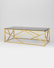 Журнальный стол АРТ ДЕКО 120х60 (Стекло smoke/Сталь золото)