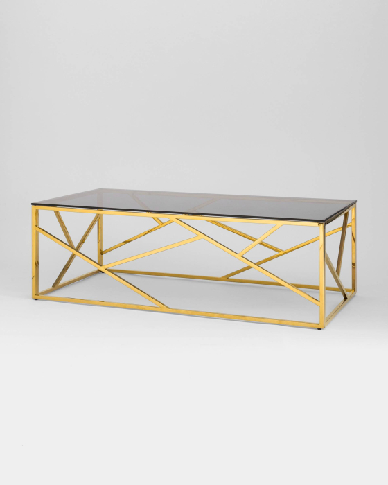 Журнальные столики, Журнальный стол АРТ ДЕКО 120х60 (Стекло smoke/Сталь золото)