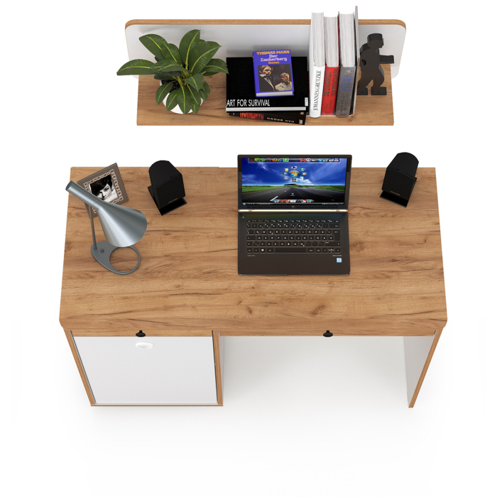 Детские столы, Стол письменный Вуди с навесной полкой