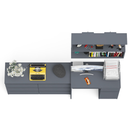 Широкий комод Мори МК1200.6 с письменным однотумбовым столом МС-1 правый и полкой на 900