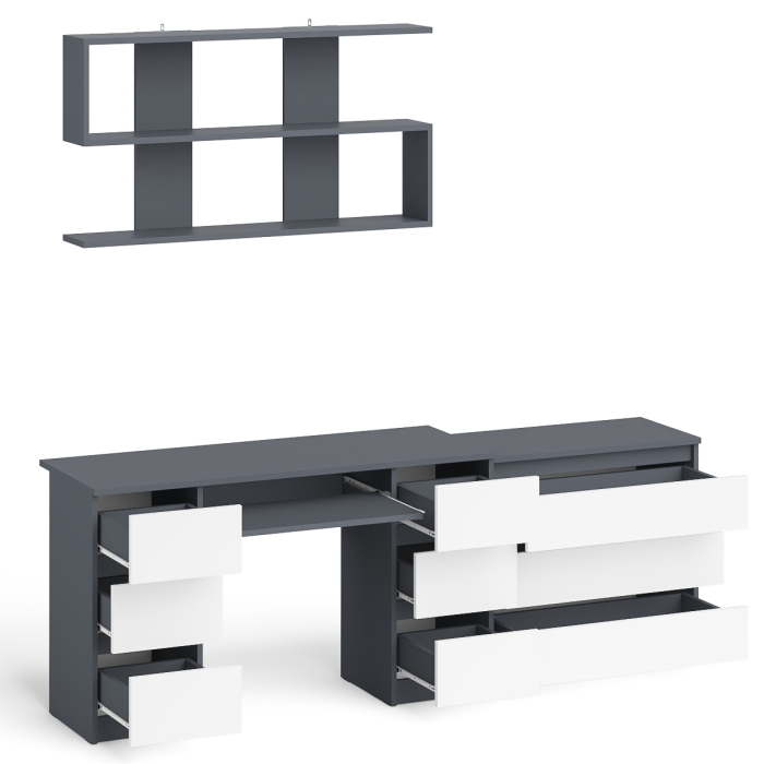 Домашние кабинеты, Комод Мори три ящика МК-800 и стол компьютерный Мори МС-2 с полкой 1200