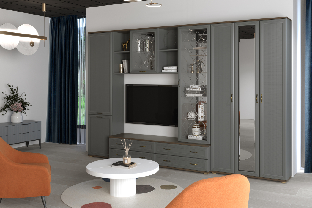 Стенки для гостиной, Модульная гостиная Карина композиция 15