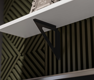 Твин СБ-3412 Полка Белая 117 см с черным менсолодержателем