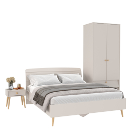 Шкаф 2-х дверный с кроватью двуспальной Афина 1600 и прикроватной тумбочкой