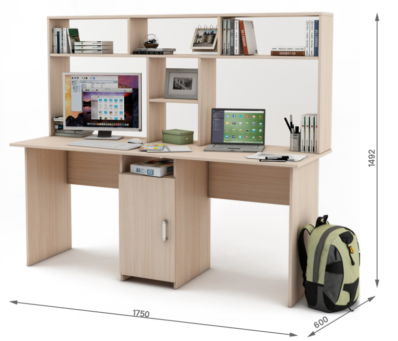 Прямые, Письменный стол Лайт-10 с надстройкой