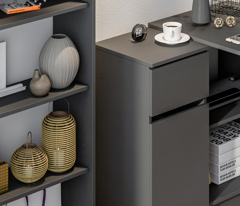 Открытые, Комплект Альфа Стол СБ-2955 и Стеллаж СБ-2956