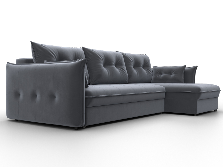 Диваны угловые в гостиную, Диван угловой Лига-100 НПБ угол универсальный, велюр SEVEN