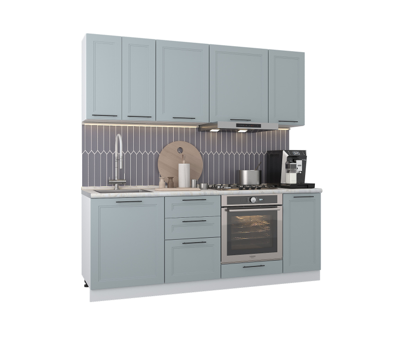 Кухонные гарнитуры, Кухонный гарнитур Регина Белый/МДФ Modern Серый 2,1 м