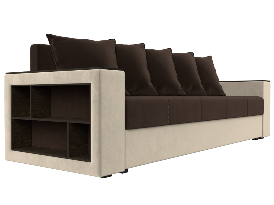 Диваны кровати со спальным местом, Диван прямой Дубай Лайт полки слева, микровельвет