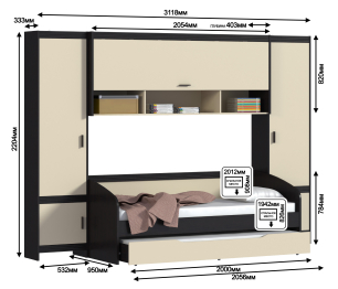 Дакота комплект с кроватью СБ-1905