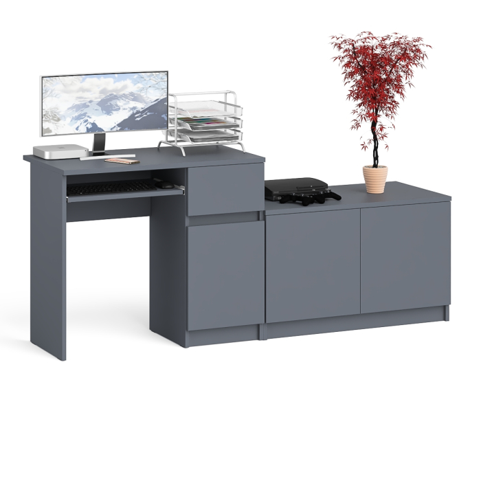 Прямые компьютерные столы, Тумба Мори МА900-1 и стол компьютерный Мори МС-1 правый