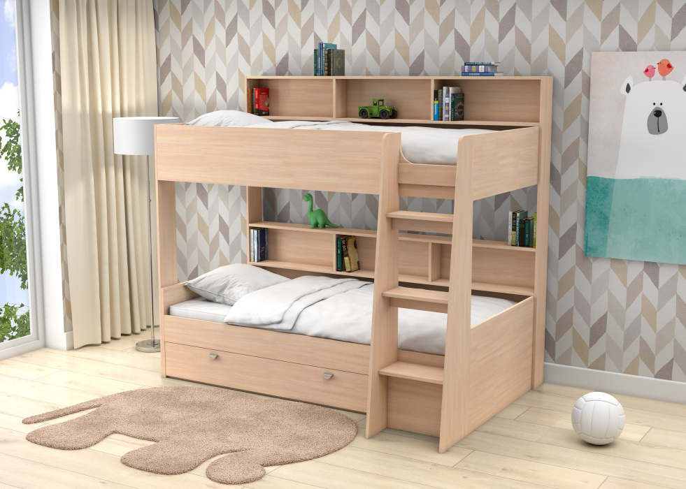 Для подростков, Двухъярусная кровать Golden Kids 1 дуб молочный