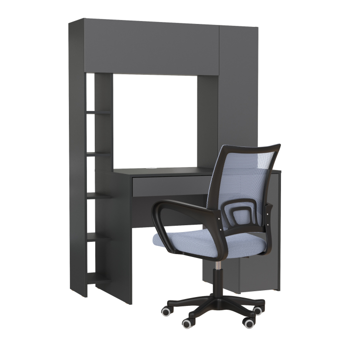 Прямые компьютерные столы, Компьютерный стол Комфорт 12.71 и офисное кресло 103 серого цвета