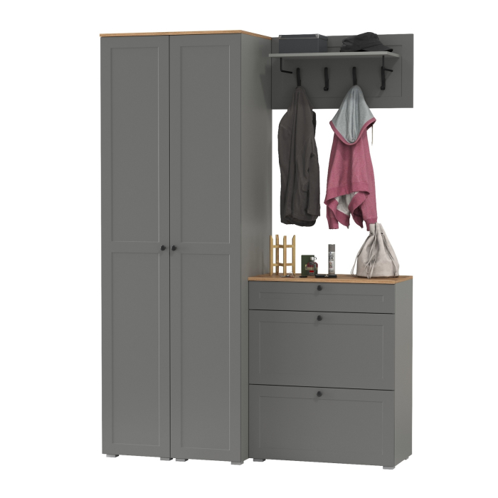 Прихожие, Два шкаф-пенала с полками и обувница с вешалкой для верхней одежды Остин