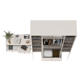 Комплект в спальню из шкафа четыре двери и стола с ящиками Афина