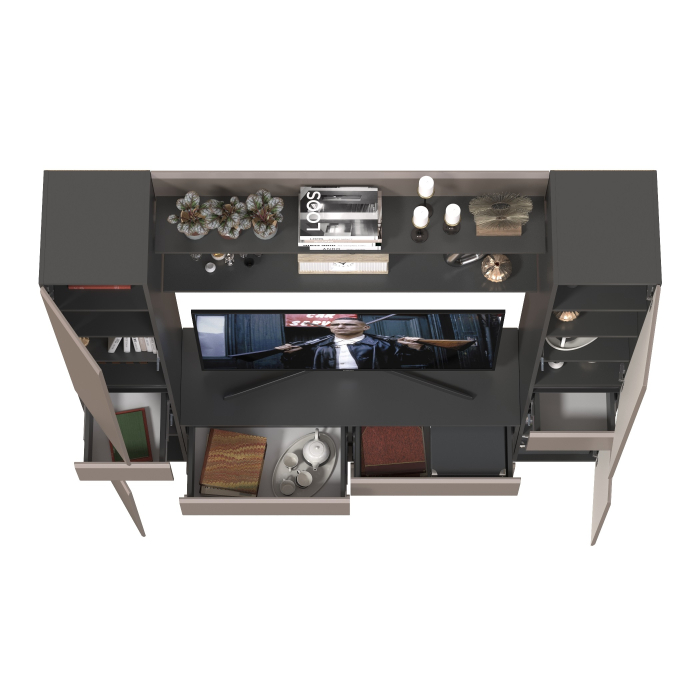 Стенки для гостиной, Два пенала с ящиком с двумя полочками и ТВ-тумбой Сидней