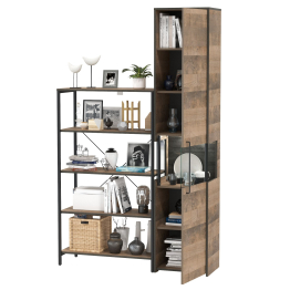 Шкаф-пенал с витриной с подсветкой и открытый стеллаж Трувор