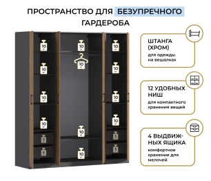 Шкаф четырехдверный Макс 2000 мм, вариант №2 (ЛДСП)