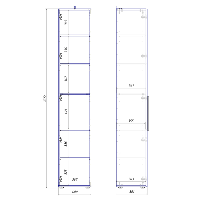 Шкафы пеналы, Шкаф-пенал Эйр 16.324.01