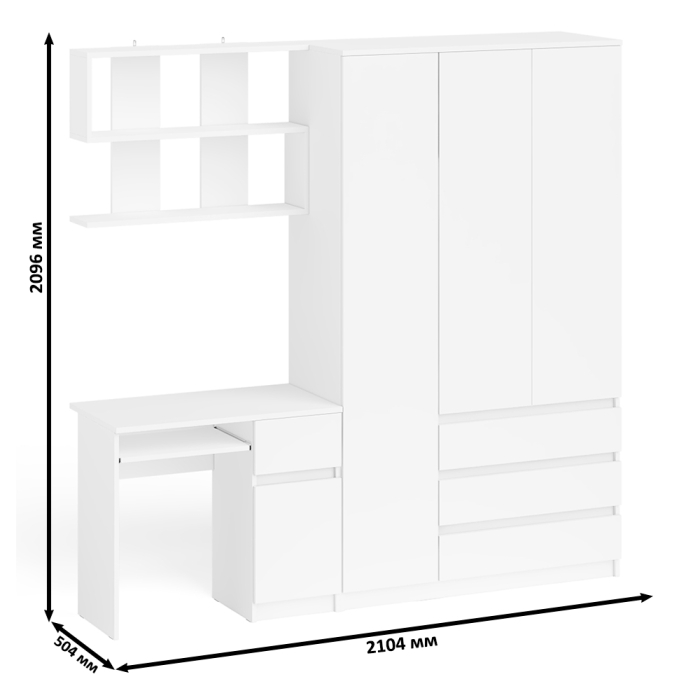 Домашние кабинеты, Шкаф-комод Мори МШ1200.1 со столом Мори МС-1 правый и полкой Мори 900