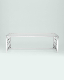 Журнальный стол БРУКЛИН 120х60 (Прозрачное стекло/Сталь серебро)