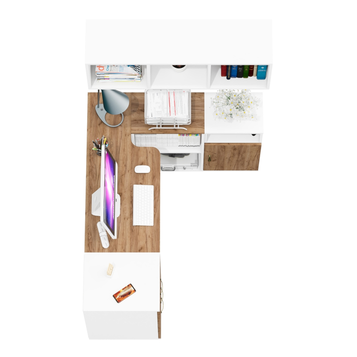 Домашние кабинеты, Две тумбы Лидер-8 и стол-трансформер компьютерный с полкой