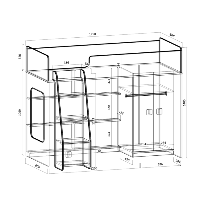 Кровати-чердаки, Кровать чердак Легенда 42.1.6