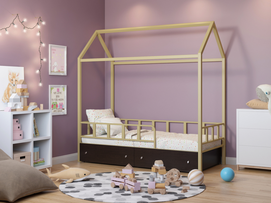 Кровати одноярусные, Кровать-домик Риччи ящики венге