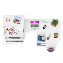 Высокий комод 700 пять ящиков и угловой компьютерный стол МС-16 правый серии Мори