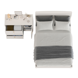 Комод на красивых ножках с тремя ящиками и дверкой и кровать Афина 1400 двуспальная