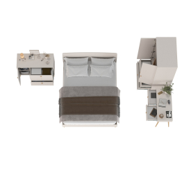 Столик с комодом и шкаф-комодом и кроватью 1600 Афина