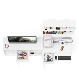 Тумба для техники МТВ1204.1 с компьютерным столом Мори МС-1 левым и полкой навесной