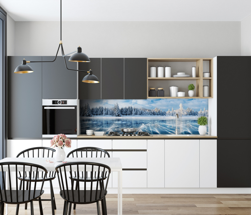 Стеновые панели, Интерьерная панель из стекла 2000*600*6 мм MGF26_морозный_день