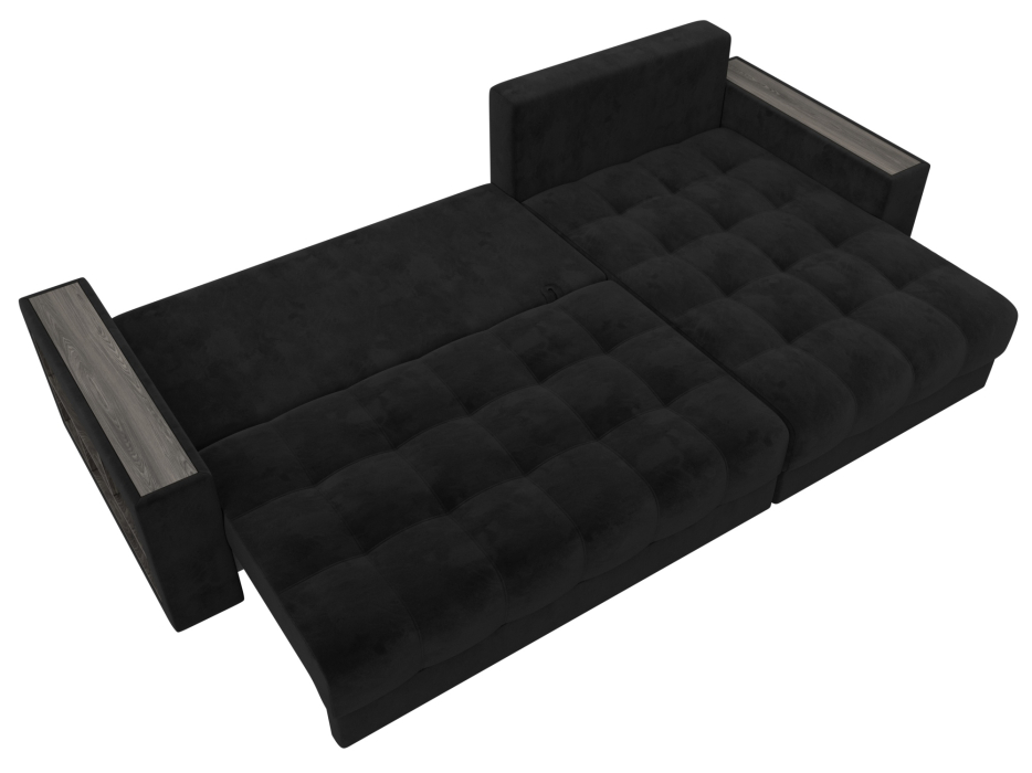 Диваны угловые в гостиную, Диван угловой с декором и полкой Лига-050 НПБ, велюр SEVEN