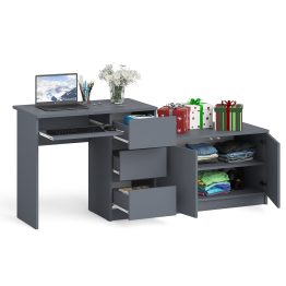 Тумба Мори МА900.1 и стол компьютерный МС-6 ящики справа