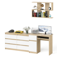 Прямые компьютерные столы, Большой комод на 6-ть ящиков Мори с компьютерным столом МС-1 левый и полка открытая на 900