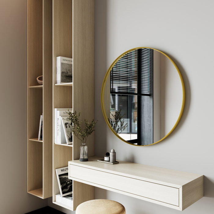 Зеркала в спальню, Дизайнерское настенное зеркало GENGLASS Rauntel M в металлической раме