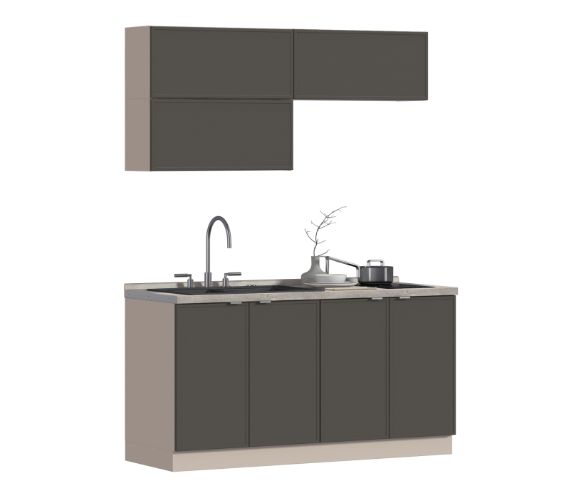Кухонные гарнитуры, Кухонный гарнитур Регина Квадро Песочный / Базальт 1,6 м