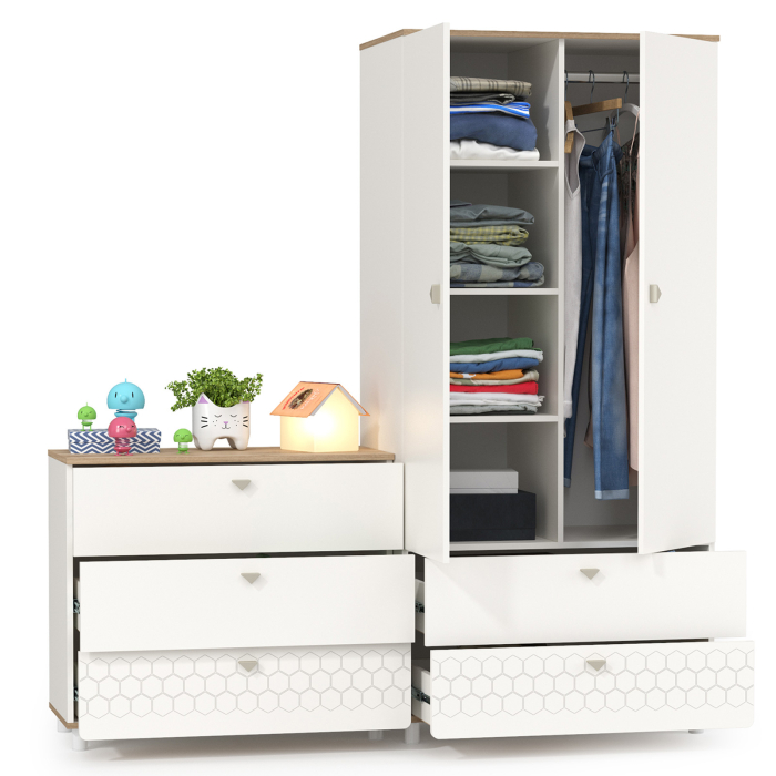 Детские комнаты, Шкаф для одежды с комодом для детской Эйп