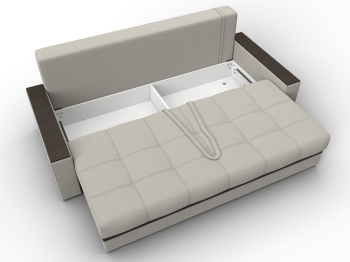 Диван прямой с декором Лига-096 НПБ, рогожка Амур / экокожа