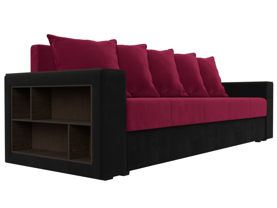 Диваны кровати со спальным местом, Диван прямой Дубай Лайт полки слева, микровельвет