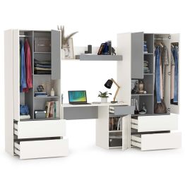 Стол компьютерный с двумя шкафами и навесной полкой Торонто № 05