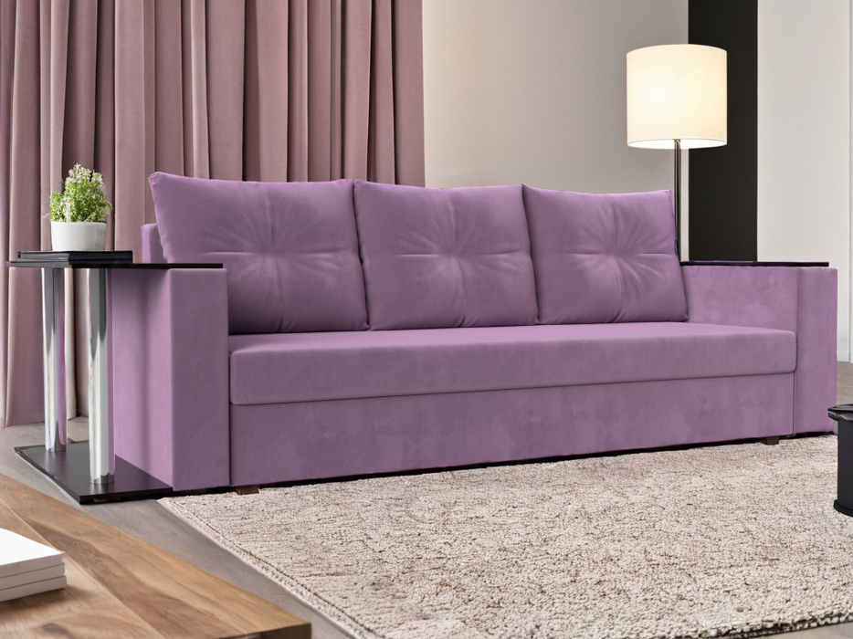 Диваны еврокнижки, Диван прямой Атланта со столом слева, микровельвет